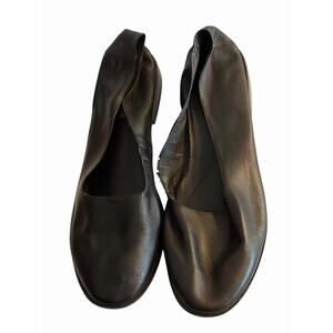 Jeffrey Campbell Black Leather Round Toe Ballet Flats •Women 9• Slip On Square